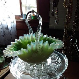 Vintage rare czech hand blown basket